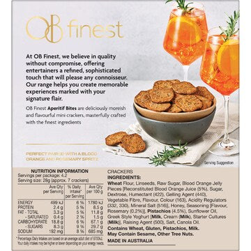 OB Finest Aperitif Cracker Bites Blood Orange Pistachio & Rosemary 120g