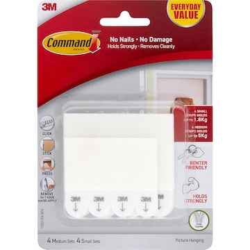 Command Everyday Value Picture Hanging Strips Small & Medium 8 pack