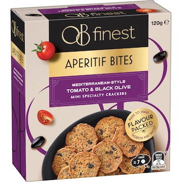 OB Finest Aperitif Cracker Bites Tomato & Black Olive 120g