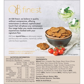 OB Finest Aperitif Cracker Bites Tomato & Black Olive 120g