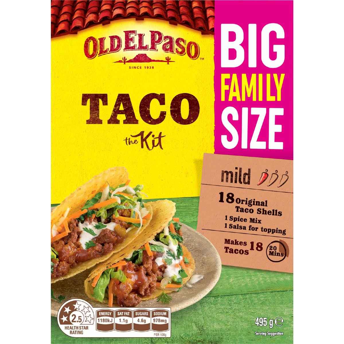 Old El Paso Taco Kit Big Family Size 495g