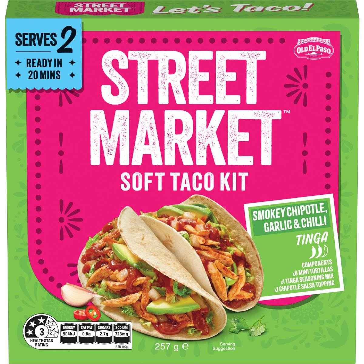 Old El Paso Street Market Soft Taco Kit Tinga Medium 257g
