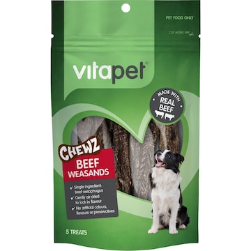Vita Pet Chewz Meat Straps Beef Weasands 5 pack