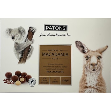 Patons Australian Macadamia Nuts Milk Chocolate 130g