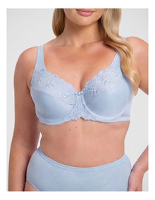 Embroidered Minimiser Bra in Blue