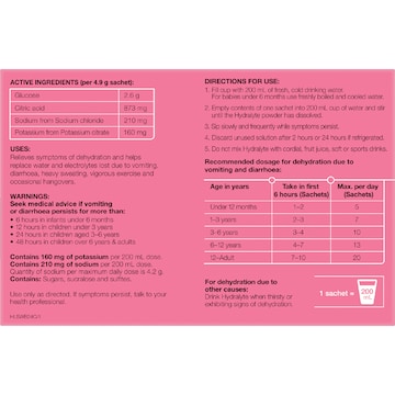 Hydralyte Electrolyte Powder Sachets Watermelon 24 pack
