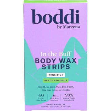 Boddi In the Buff Body Wax Strips Sensitive Beach Coconut 40 pack