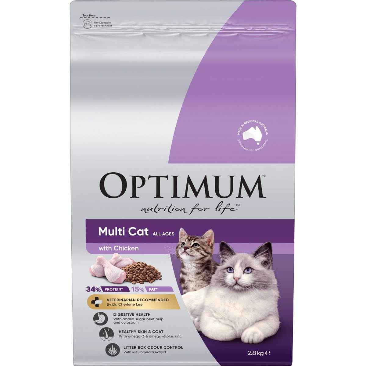 Optimum Adult Multi Chicken Dry Cat Food 2.8kg