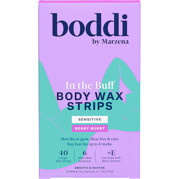 Boddi In the Buff Body Wax Strips Sensitive Berry Burst 40 pack