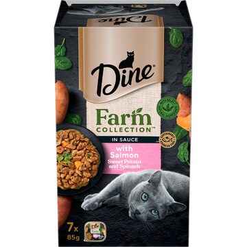 Dine Farm Collection Wet Cat Food Salmon Sweet Potato Spinach 85g x 7 pack
