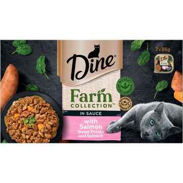 Dine Farm Collection Wet Cat Food Salmon Sweet Potato Spinach 85g x 7 pack