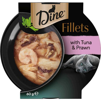 Dine Fillets Wet Cat Food Tuna & Prawn 60g