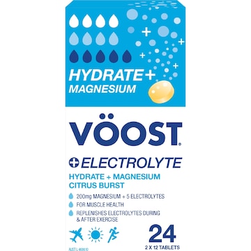 Voost Hydrate Plus Magnesium Electrolyte Tablets Citrus 24 pack