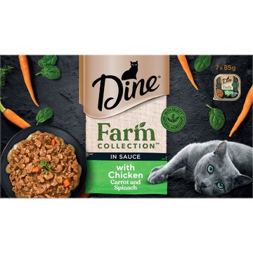 Dine Farm Collection Wet Cat Food Chicken Carrot Spinach 85g x 7 pack