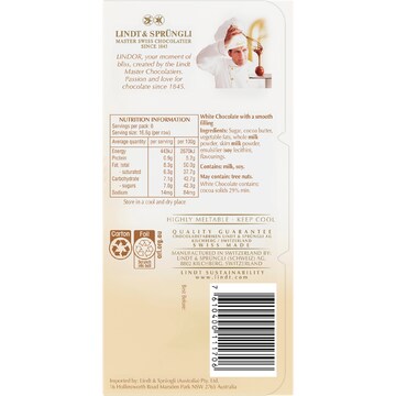 Lindt Lindor White Chocolate Block 100g