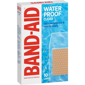 Band-Aid Waterproof Clear Large Strips 10 pack