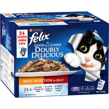 Purina Felix Doubly Delicious Wet Cat Food Meat Selection In Jelly 85g x 24 pack