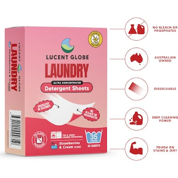 Lucent Globe Laundry Detergent Sheets Strawberries & Cream 35 pack