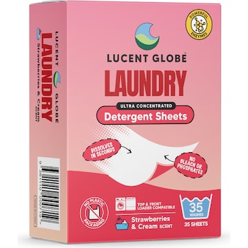 Lucent Globe Laundry Detergent Sheets Strawberries & Cream 35 pack