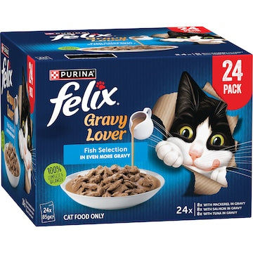 Felix Gravy Lover Fish Selection Wet Cat Food 85g x 24 pack