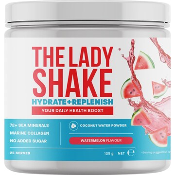 The Lady Shake Hydrate + Coconut Collagen Supplement Watermelon 125g