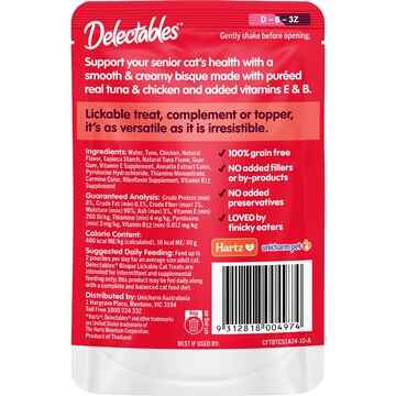 Delectables Lickable Cat Treats Bisque Senior Tuna & Chicken 40g