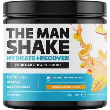 The Man Shake Hydrate + Recover + Creatine Supplement Orange Mango 125g