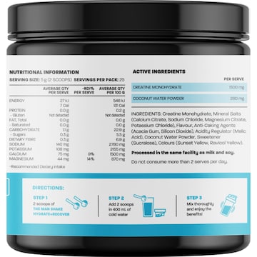 The Man Shake Hydrate + Recover + Creatine Supplement Orange Mango 125g