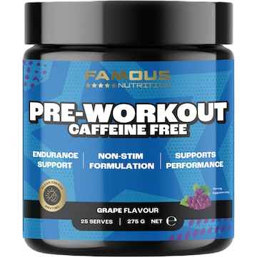 Famous Nutrition Pre Workout Grape Caffeine Free 275g
