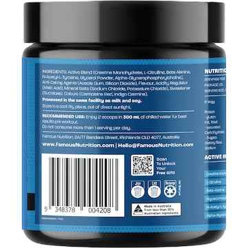 Famous Nutrition Pre Workout Grape Caffeine Free 275g