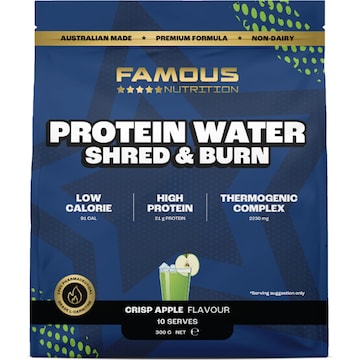 Famous Nutrition Protein Water Shred & Burn Apple Thermogenic 300g