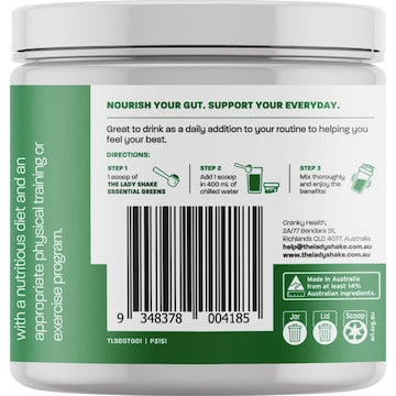 The Lady Shake Essential Greens Supplement Powder Tropical 150g