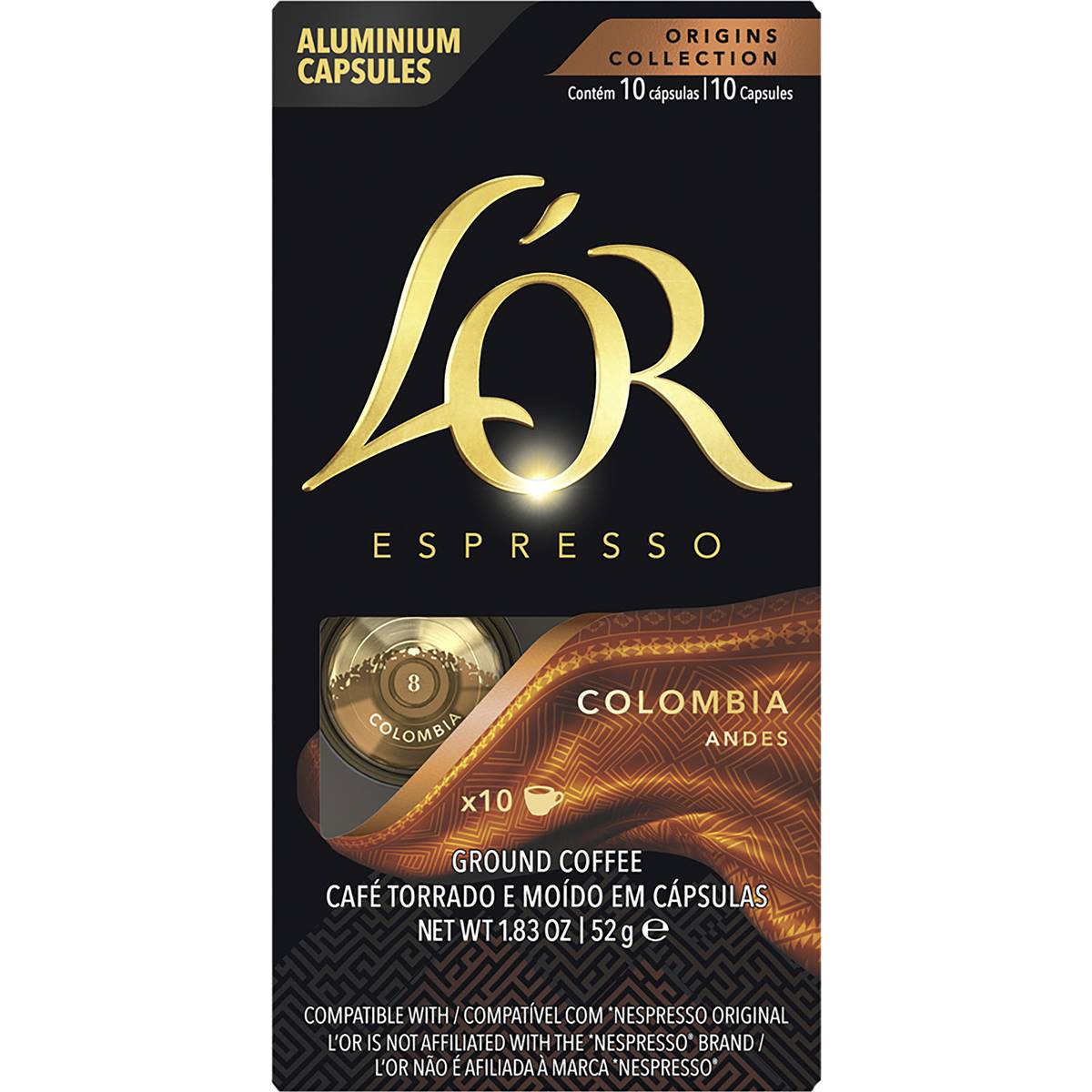 L'OR Espresso Colombia Intensity 8 Coffee Pods 10 pack
