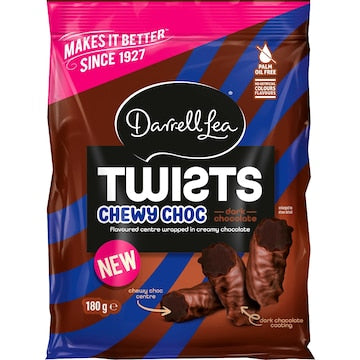 Darrell Lea Twists Chewy Dark Chocolate 180g