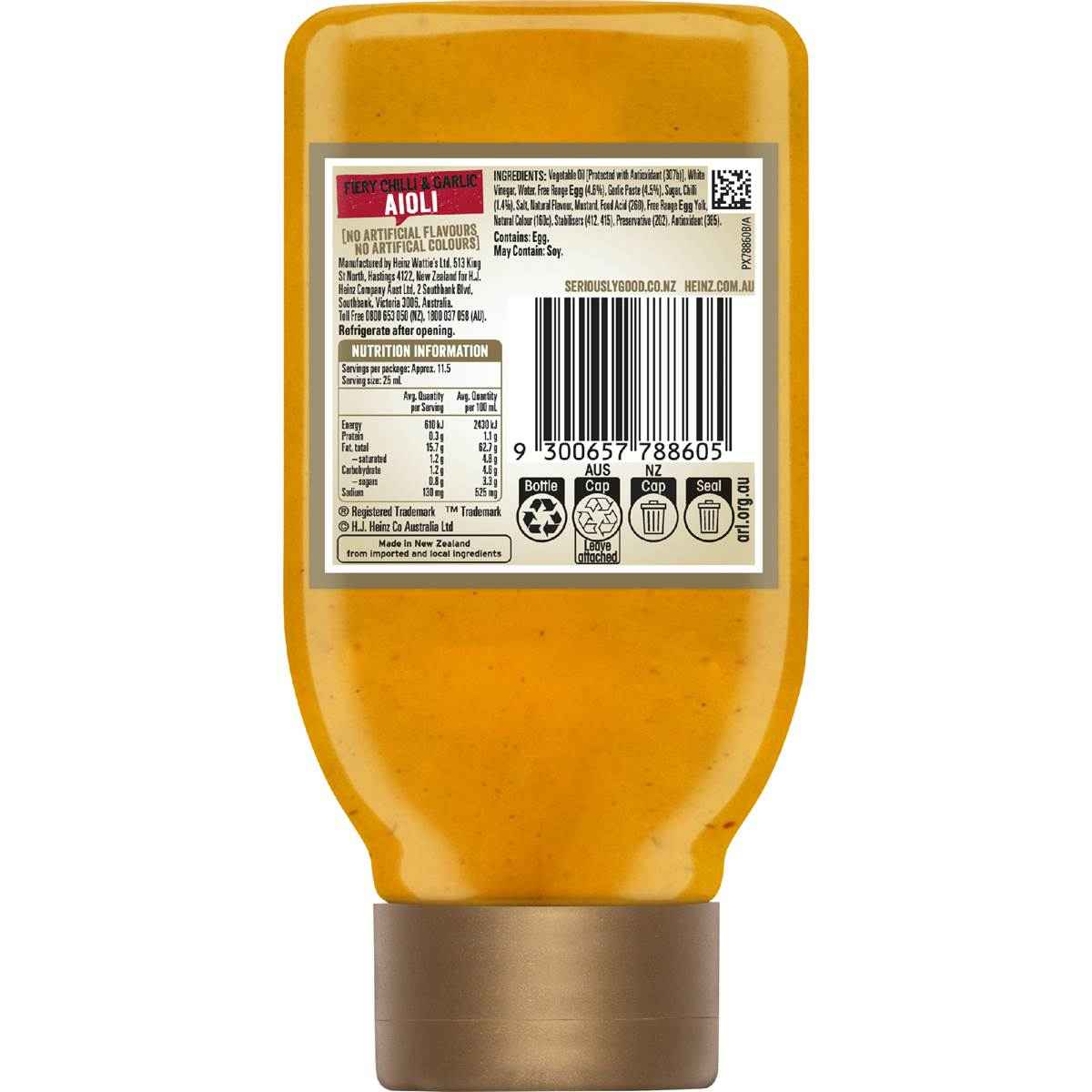 Heinz Seriously Good Aioli Fiery Chilli & Garlic 295mL