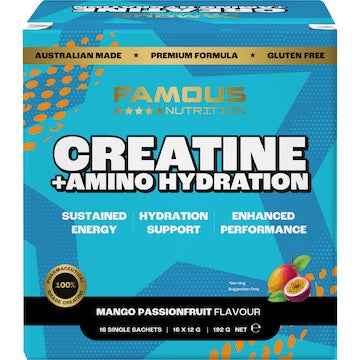 Famous Nutrition Creatine + Amino Hydrate Energy Mango Passion 192g