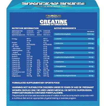 Famous Nutrition Creatine + Amino Hydrate Energy Mango Passion 192g