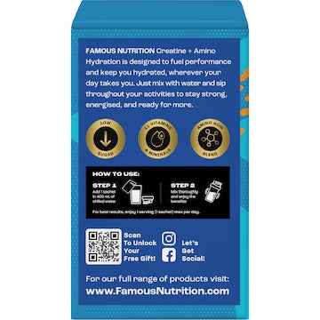 Famous Nutrition Creatine + Amino Hydrate Energy Mango Passion 192g