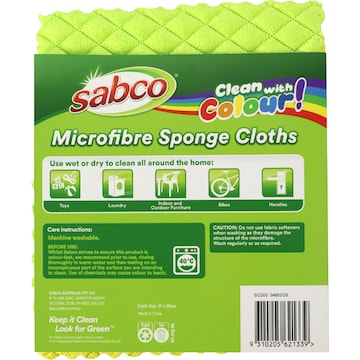 Sabco Microfibre Sponge Cloths Assorted 2 pack