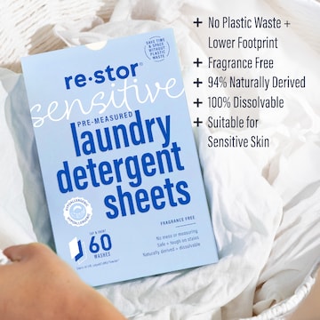 Restor Sensitive Pre-Measured Laundry Detergent Sheets 60 pack
