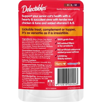Delectables Lickable Stew Senior Cat Treats With Chicken & Tuna 40g