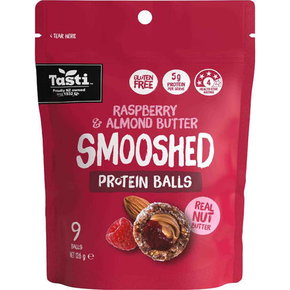 Tasti Smooshed Protein Balls Raspberry & Almond Butter 126g