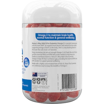 Nature's Way Adult Vita Gummies Omega 3 Berry & Blood Orange Flavoured 100 pack