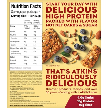 Atkins Soft Baked Protein Bar Blueberry 4 pack