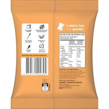 Funday Natural Sweets Peaches & Cream Flavoured Gummies 50g