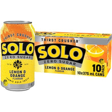 Solo Zero Sugar Lemon Orange Soft Drink Cans 375mL x 10 pack