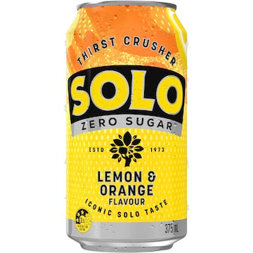 Solo Zero Sugar Lemon Orange Soft Drink Cans 375mL x 10 pack