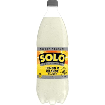 Solo Zero Sugar Lemon Orange Soft Drink Bottle 1.25L