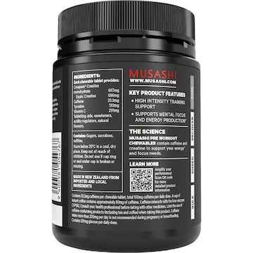 Musashi Pre Workout Chewable Tablets Fruit Crush Flavour 60 pack