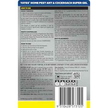 Yates Home Pest Super Gel Ant & Cockroach 10g